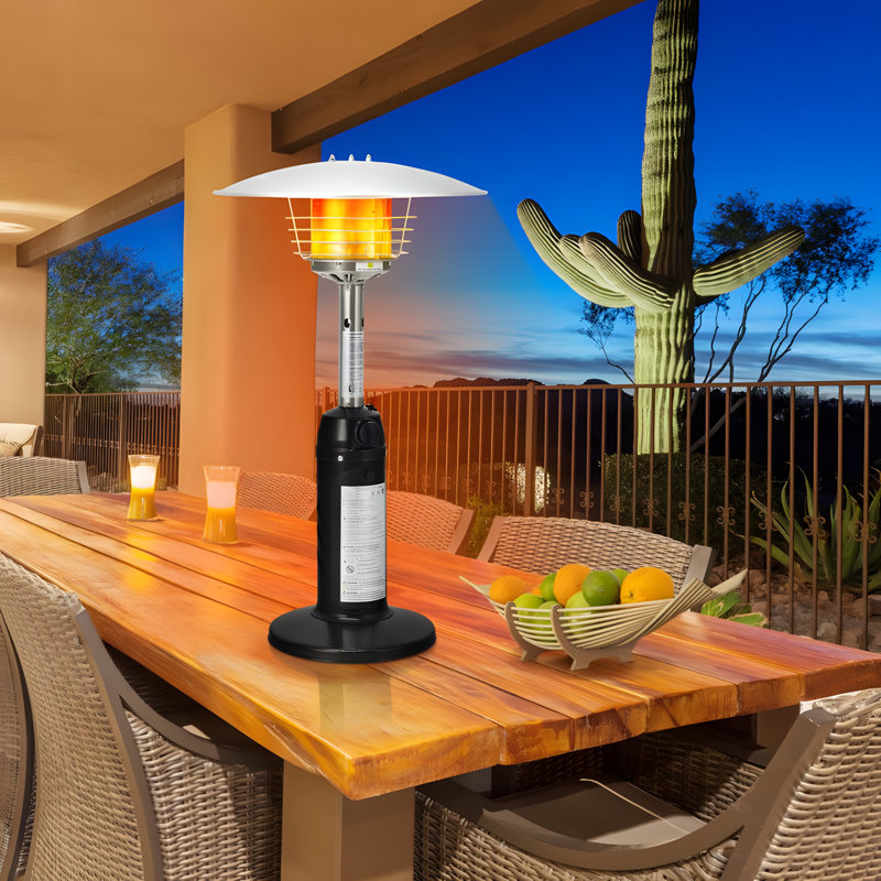 Black Tabletop Propane Patio Heater with Adjustable Flame