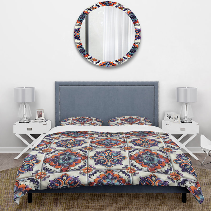 Mauve Boho Chic Tiles II - Ensemble de housse de couette Boho, Housse de couette très grand et 2 très grandes t