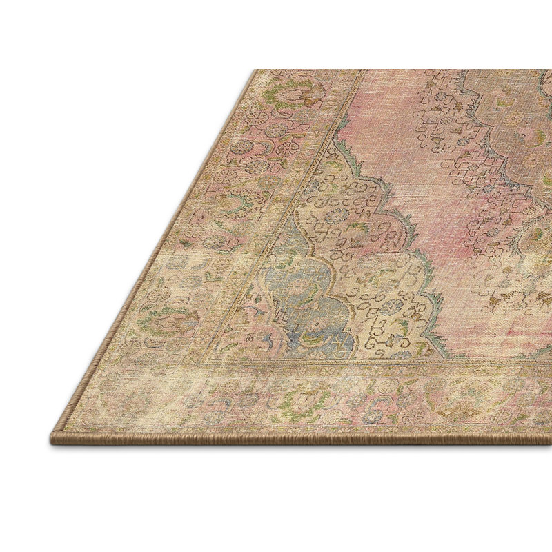 Tapis oriental en laine / polyester tissé à la machine rouge / beige / bleu Sotion, Rectangle de 6 pi x 9 pi