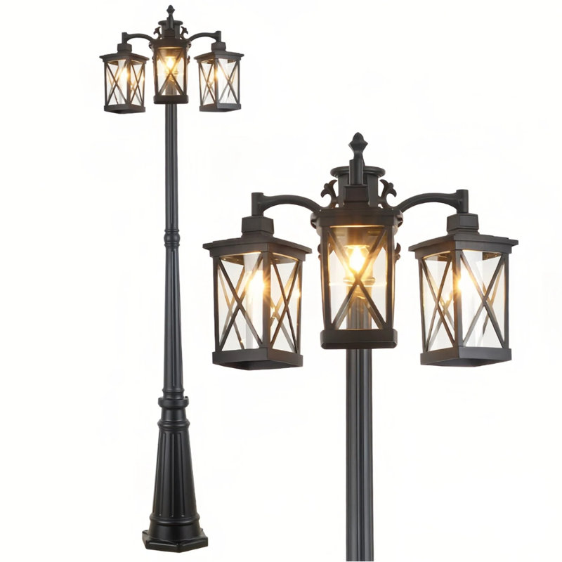 Outdoor Post Light Dusk to Dawn Post Lamp with Outlet