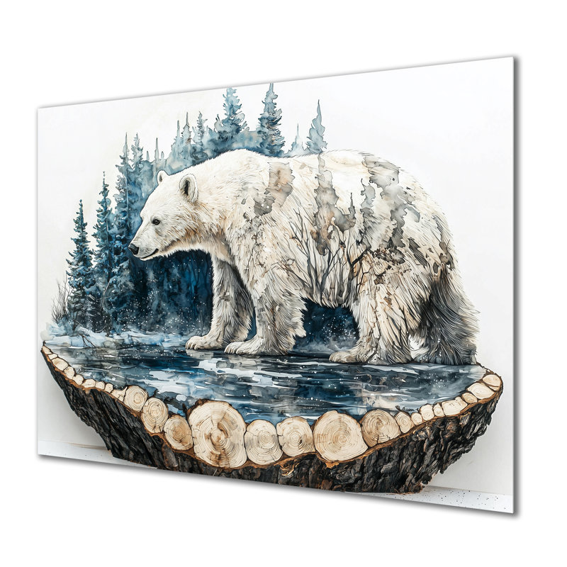 Ours polaire dans un paysage hivernal II - ours, impression sur métal, H 12 po x l 20 po