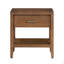Table de chevet transitionnelle 1pc avec tiroir et tablette ouverte brun clair