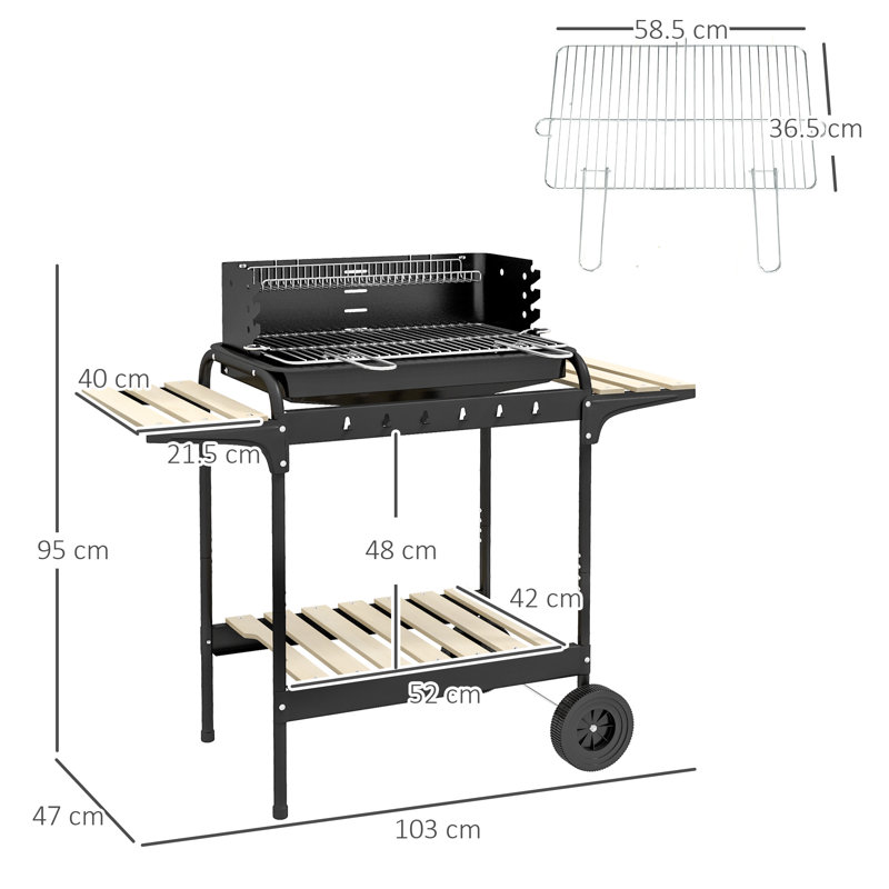 Dakota Fields 103cm W Portable Charcoal Grill