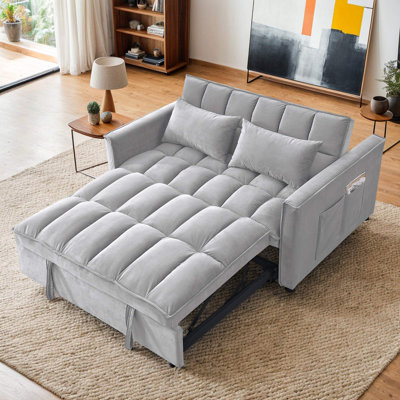 54" Velvet Convertible 3-In-1 Sofa Bed