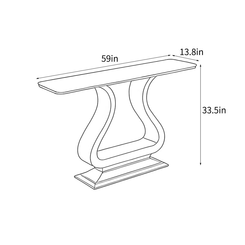 Console légère, luxueuse et moderne, H 33,5 po x l 59 po x P 13,8 po, Noir
