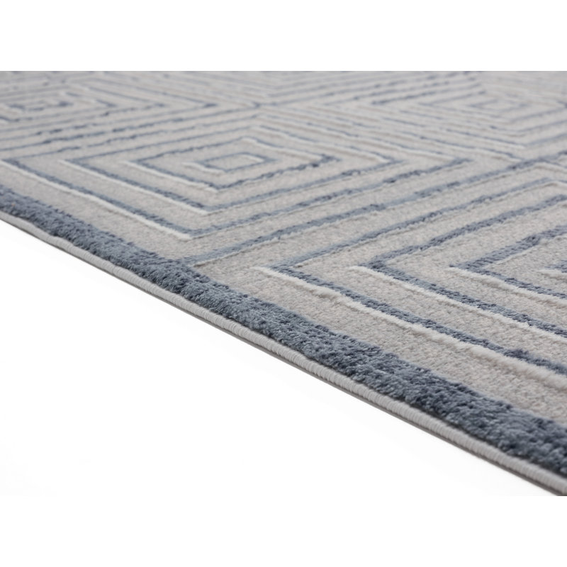 Tapis gris à motif géométrique Emmeline, Rond 7 pi 10 po