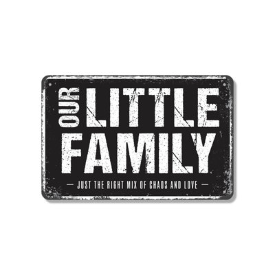 Our Little Family Rustic Distressed 12 Inch x 18 Inch Novelty Aluminum Sign