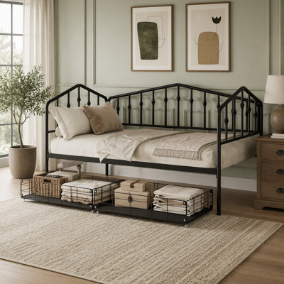 Twin Size Metal Daybed with 2 Drawers