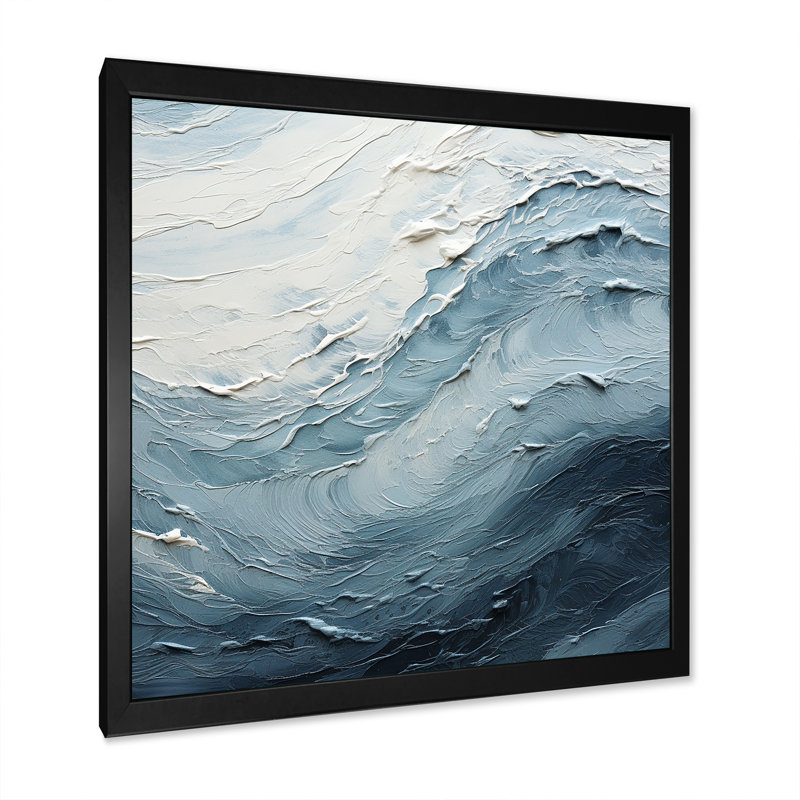 Minimalisme, peinture noire et bleue, vague II, H 30 po x l 30 po x P 1 po, Cadre photo noir