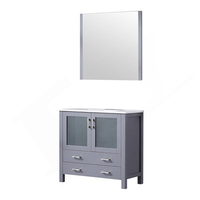 Meuble-lavabo de salle de bain 36 po X P 18,25 po D, plateau en céramique et Miroir