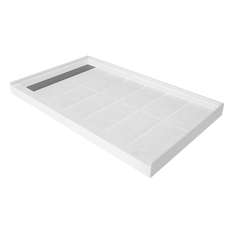60"W X 36"D Single Threshold SMC Shower Base Anti-Slip Shower Pan with Drain Assembly & Drain Cover