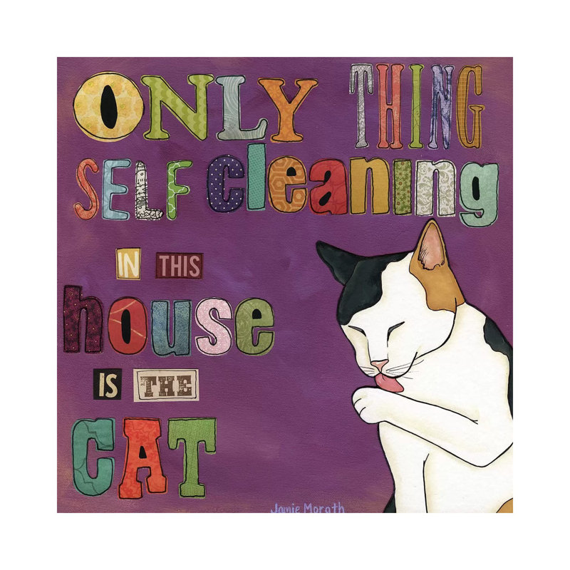 Self Cleaning Cat by Jamie Morath - Wrapped Canvas Print, 66.04 cm H x 66.04 cm W x 3.175 cm D