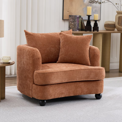 40" Upholstered Accent Chair Chenille Armchair With Deep Seat, Reading Chair For Adults, Modern Single Sofa For Living Room, Bedroom