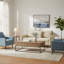  Causeuse de 56 po de large à accoudoirs arrondis en velours, avec poches de rangement latérales et petit coussin décoratif carré-1389825895