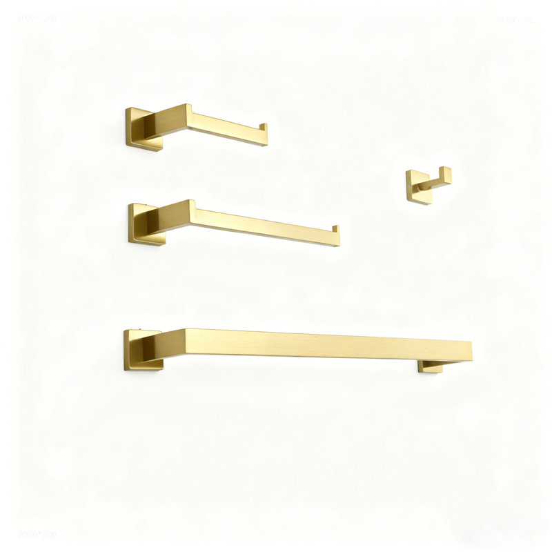 4 porte-serviettes muraux, Doré
