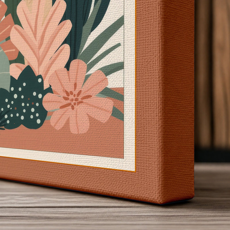 Desert Bloom Botanical - Wrapped Canvas, 30x20 - 76.2 x 50.8 cm, Terracotta Border