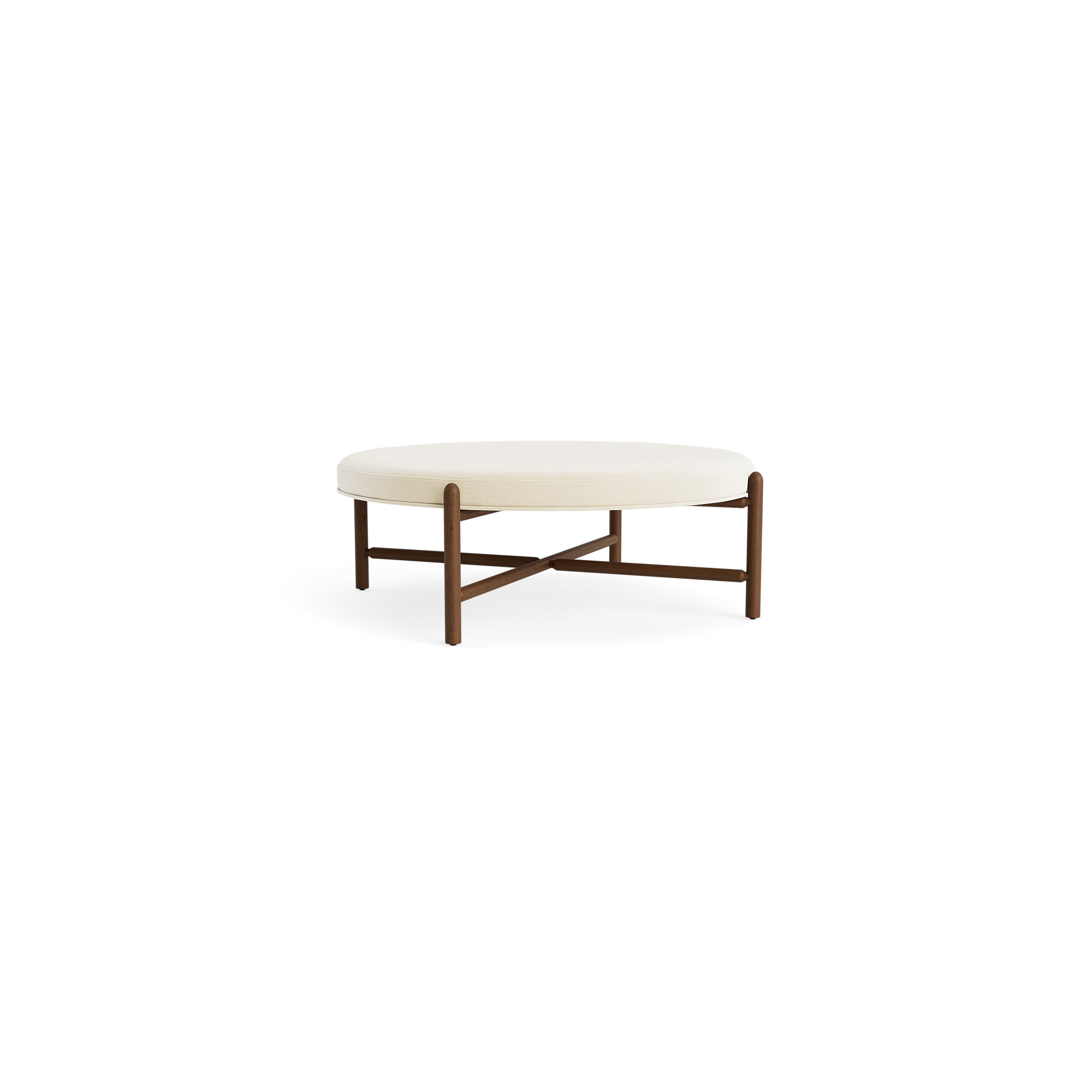 Vane 48" Round Ottoman, Walnut, Cream