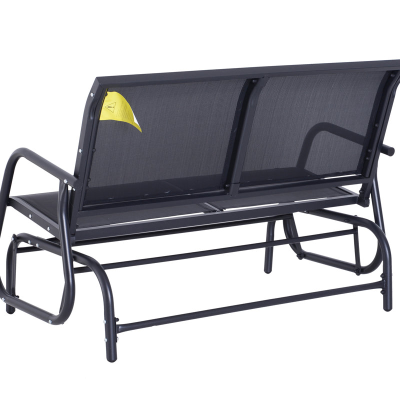 Patio Double Swing Rocking Chair , 2 Outdoor Glider Bench With - Sling Fabric & Powder Coated Steel Frame For Garden Backyard Porch, Black, 46.82" L X 27.5" W 33.5" H Chair, Bench. Frame. Comfortable