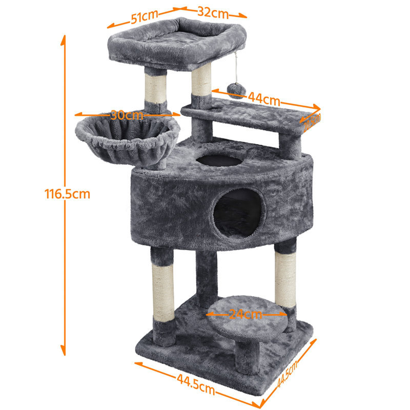 117cm H Cat Tree, Dark Grey