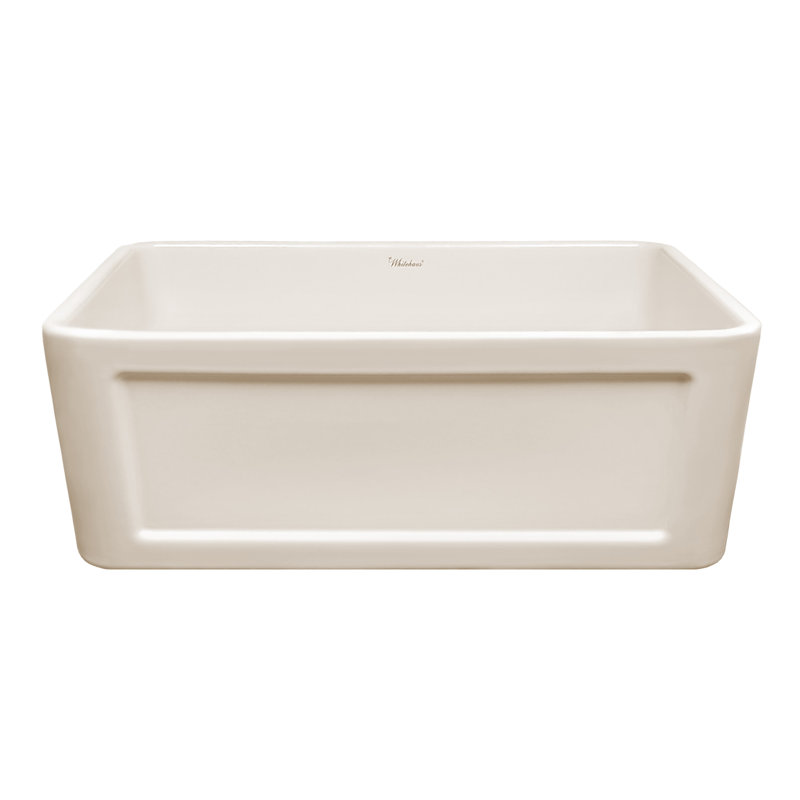 Évier de cuisine réversible à cuve simple en argile réfractaire simple 27 po Whitehaus Collection, Biscuit