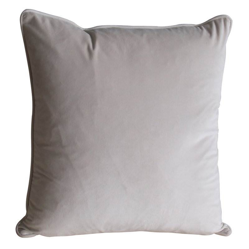 Velvet Throw Square Pillow Cover & Insert, Soft Light Gray