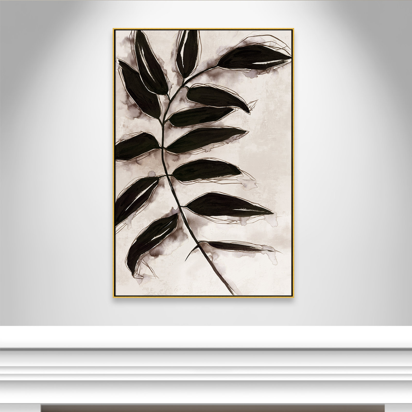 Leaves II by Eva Watts, 61.5" H x 41.5" W x 2" D, Gold Framed