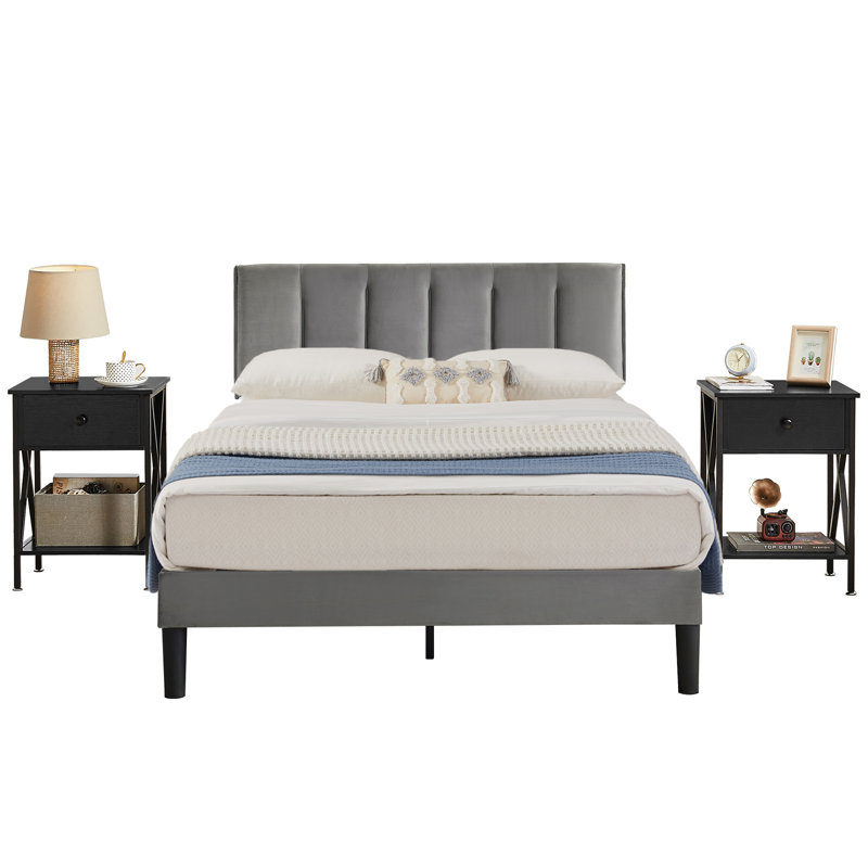 Ensemble de chambre à coucher Delaportilla, Noir, Grand