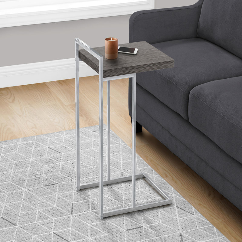 Table d'appoint, en forme de C, bout, côté, collation, stratifié, métal chromé, contemporain, moderne, Argent argent, Gris