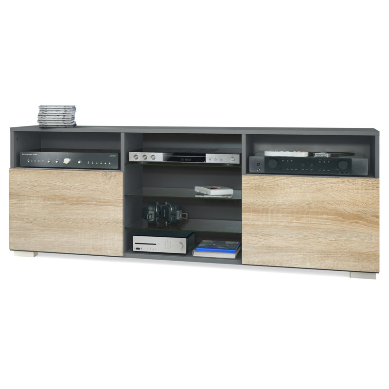 Atticus Unfinished TV Stand for TVs up to 60", Rough-Cut Oak