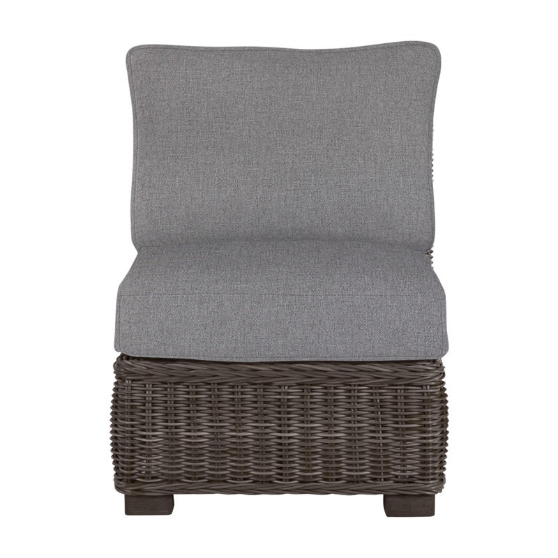 Fauteuil de chambre modulaire d'extérieur en résine tressée rustique N-Dura, Pas de soudure, Noir noyer, Verona brume