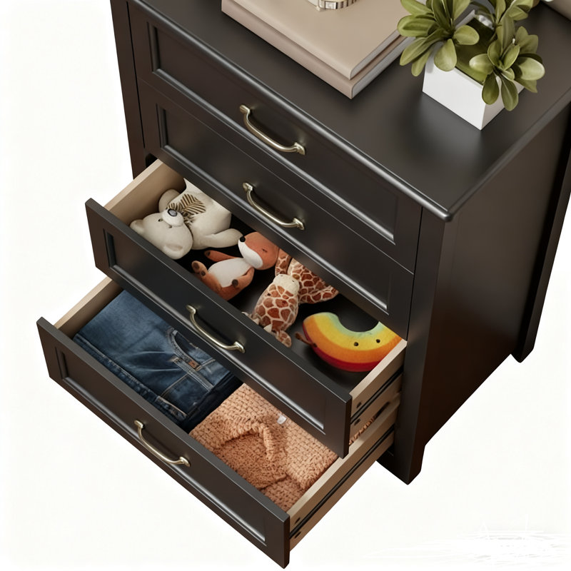 Commode 4 tiroirs en bois Ergica, H 36 po x l 27 po x P 15,7 po, Noir