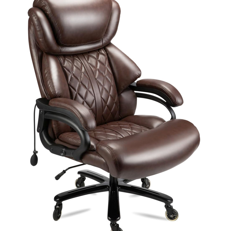 Home Office Desk Chair For Heavy People, 500Lbs Support, Ergonomic Back, 360 - Degree Swivel , Adjustable Seat, Brown Main Color, Easy To Put Together Big And Tall Chair, Wide Spring Comfortable