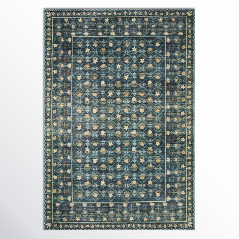 Rifle Paper Co. x Loloi Eden EDE-03 Lattice Indigo Rug feat. CloudPile, Rectangle 8'6" x 11'6"