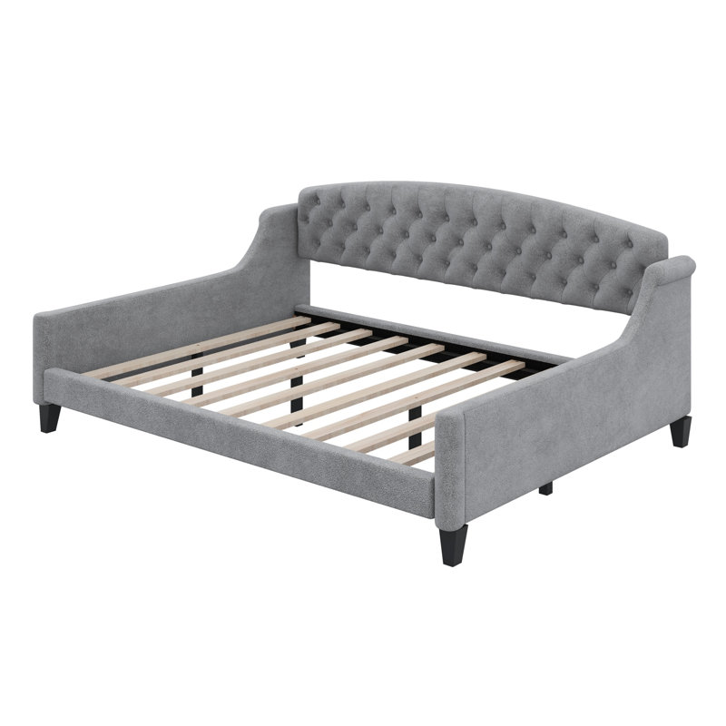 Elegant Tufted Button Daybed, Modern Luxury Design, Gray, Full / Double