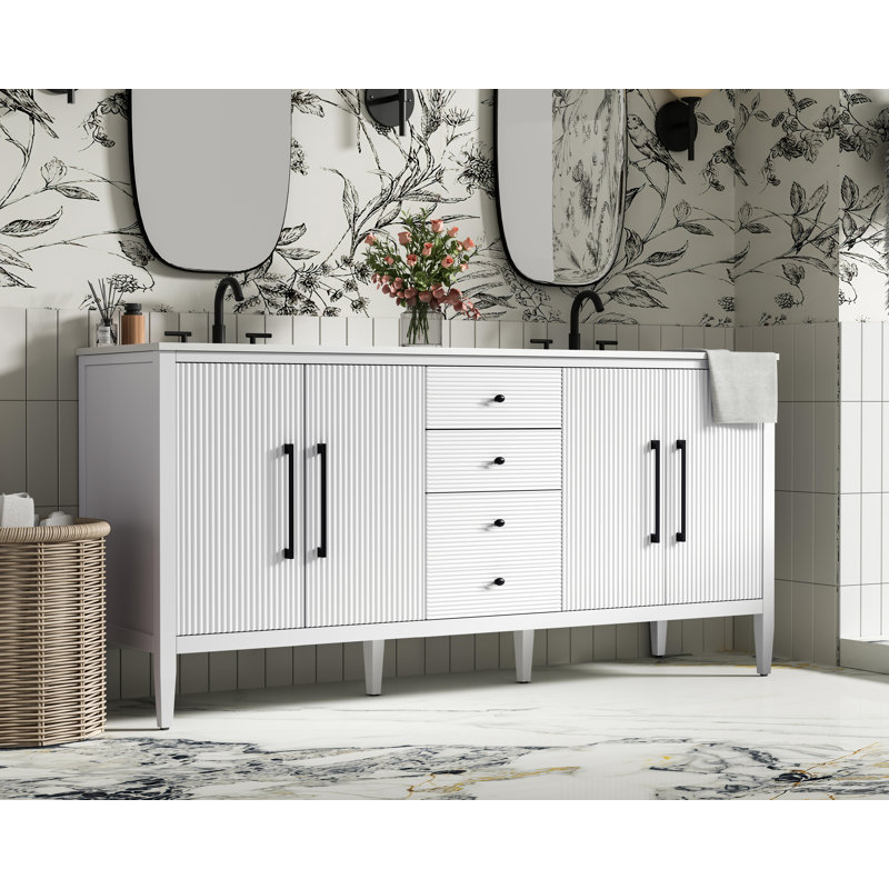 Meuble-lavabo double 72 po, Blanc