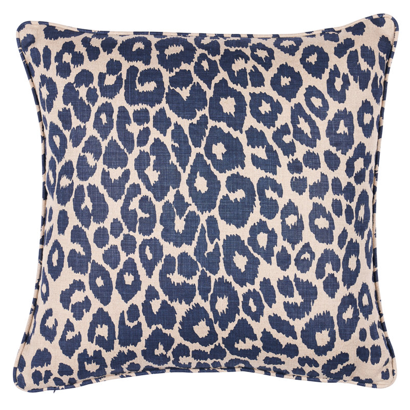 Iconic Leopard Pillow, 18" x 18", Ink/Natural