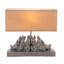 Lampe de table en résine avec abat-jour rectangulaire en lin Ekkehard-94320528