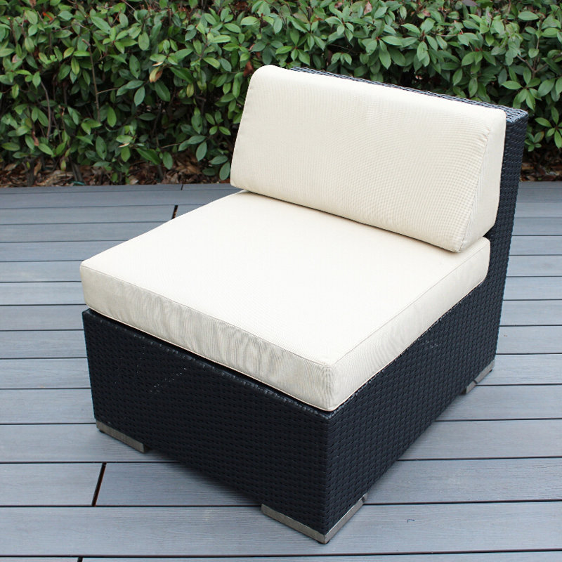 Chaise de patio avec coussins Billyjo, Noir, Sunbrella® turquoise