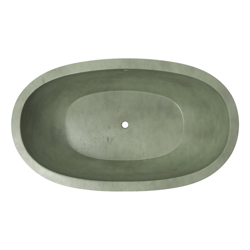 Avalon NativeStone Freestanding Soaking Cement Bathtub, Sage, 21" H x 36" W x 62" L
