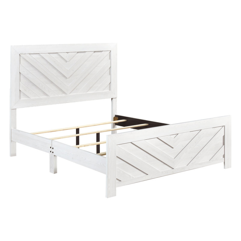 Mobilier de chambre à coucher rustique à panneau en bois 1pc, lit dans une boîte, Blanc, Grand lit