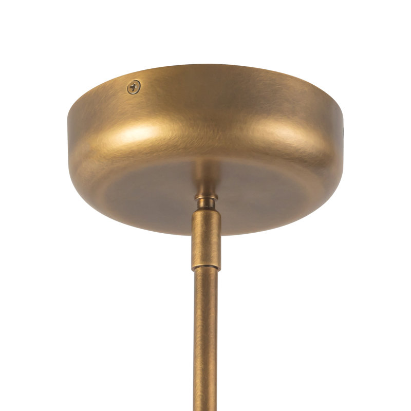 Sutton 36-in Black dimmable LED Chandelier, Smoked Glass, Antique Brass