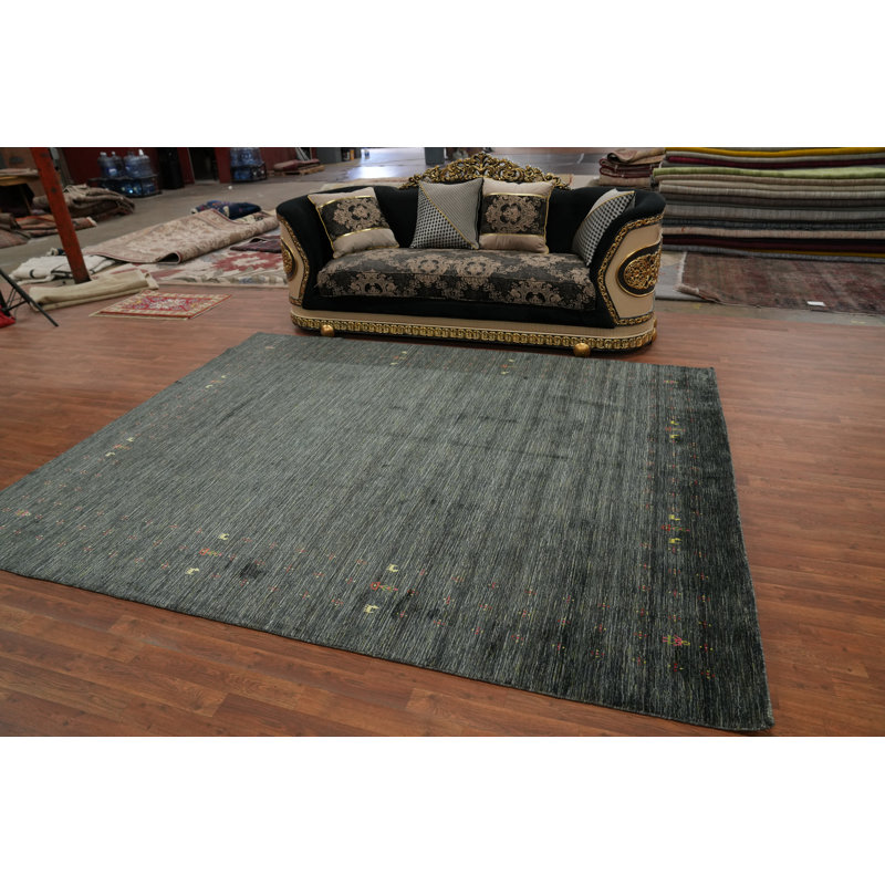 Tapis vert fait à la main vert Gabbeh 8 x 10