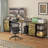 L-Shaped Desk With Power Outlets & USB-C, Industrial Computer Desk With 6 Fabric Drawers