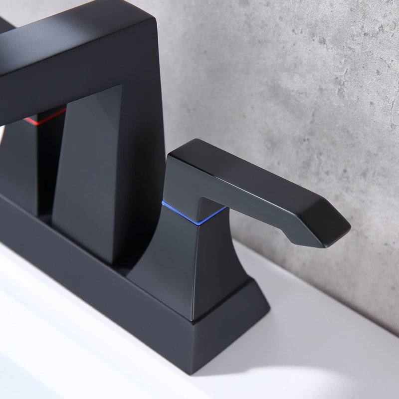 Centerset 2-handle Bathroom Faucet with Drain Assembly, Matte Black