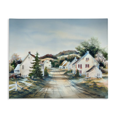 Toile Tranquil Village Road et maisons, conception par Owen Wexler