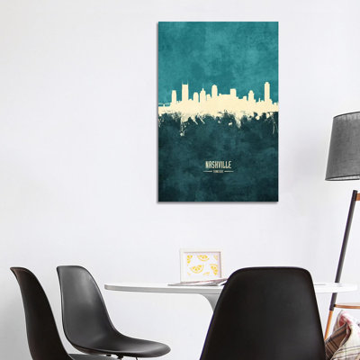 Nashville Tennessee Skyline by Michael Tompsett - Wrapped Canvas Print