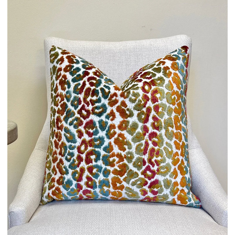 Housse de coussin en velours Leopard, H 20 po x l 20 po, Orange