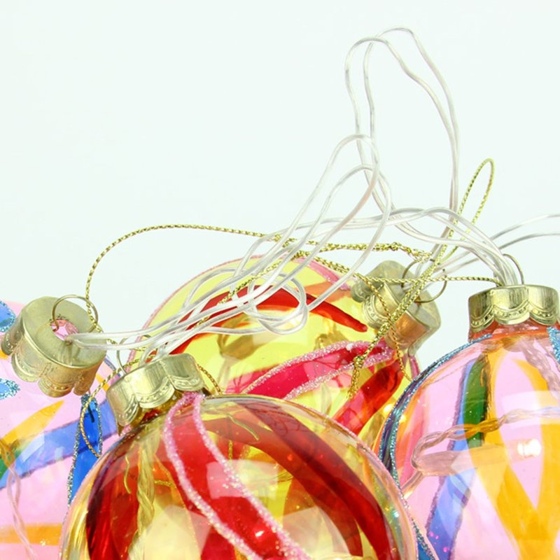 Ornement boule de Noël en verre rose et rouge à DEL