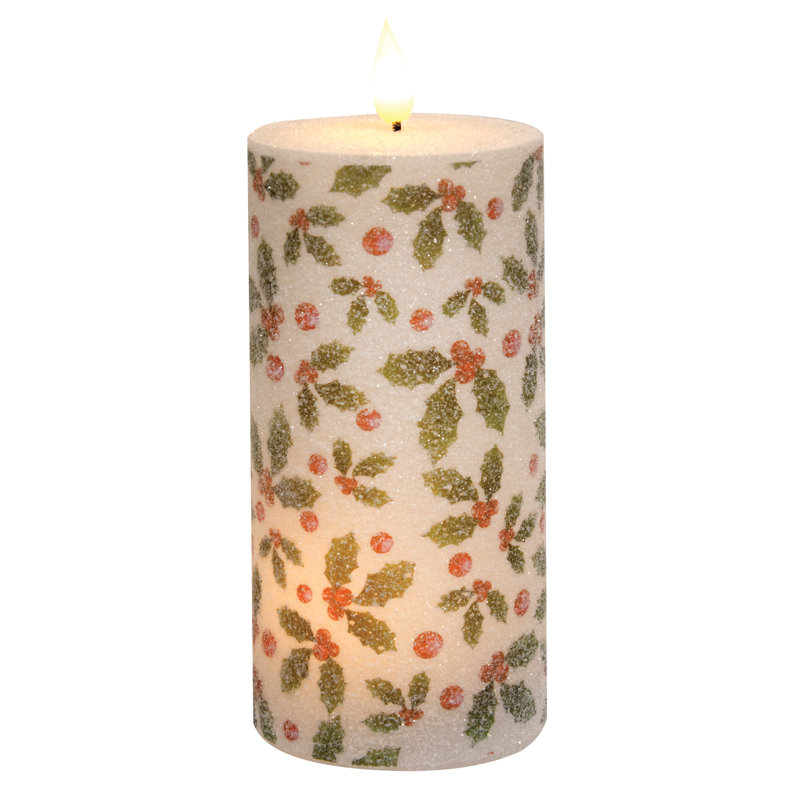 Pilier de minuteur DEL Sparkling Holly & Berries - 3 x 6