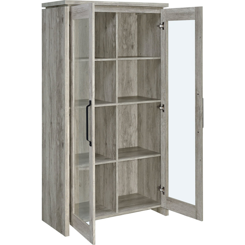 Armoire en bois d'ingénierie gris à 2 portes en bois d'ingénierie avec finition lisse pour une organisation de style bord de mer dans le salon